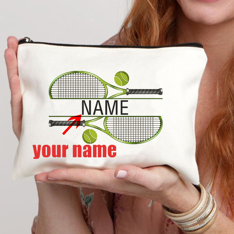Women Bags Name - Personalized Tennis Custom Name Makeup Bag